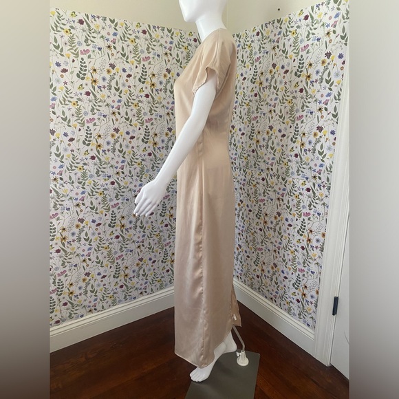 DAZY Neutral Beige Maxi Dress with Ruched Sleeves Size XL (US 6 measurements) - Picture 4 of 11